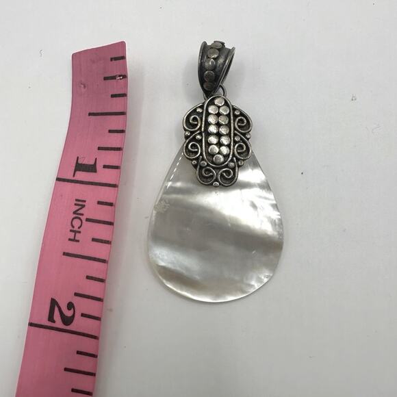 Mother Of Pearl Sterling Silver Stamped 925 Pendant Summer Boho Bohemian - Picture 2 of 10
